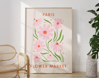 Paris Flower Market Print: Retro Floral Wall Art