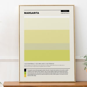 Margarita Cocktail Print, Minimalist Cocktail Recipe Guide, Printable Wall Art Poster, Bar Cart Decor, Cocktails Poster, Digital Download