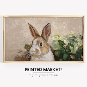 Easter Bunny Samsung Frame TV Art: Vintage Farmhouse Painting (Digital Download)