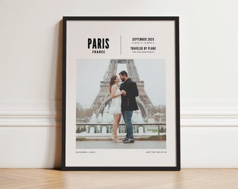 Custom Trip Photo Print, Couple Travel Poster, Vacation Destination Wall Art, Memory Keepsake