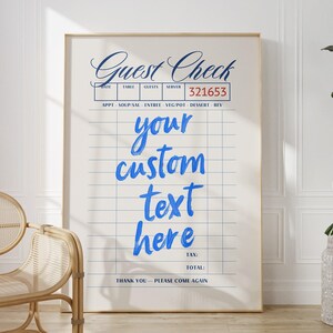 Trendy Guest Check Custom Print, Retro Girl Dinner, Printable Wall Art, Bar Cart Cocktail, Y2K Poster, Preppy Room Decor, Digital Poster image 5