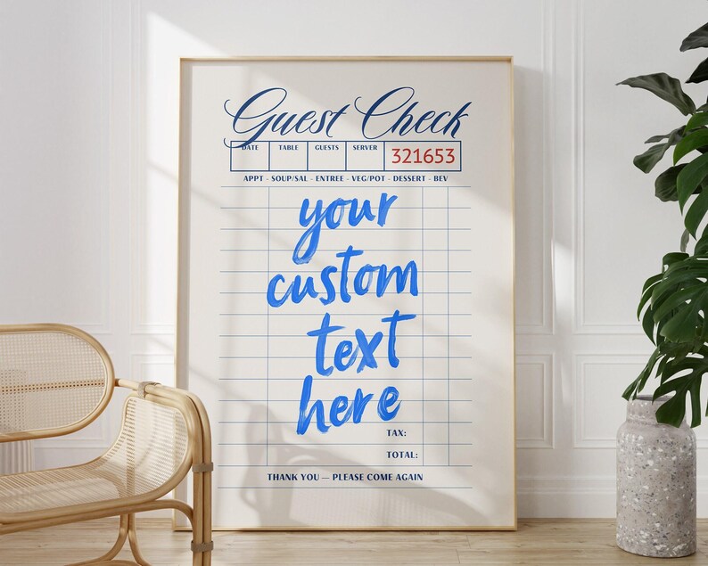 Trendy Guest Check Custom Print, Retro Girl Dinner, Printable Wall Art, Bar Cart Cocktail, Y2K Poster, Preppy Room Decor, Digital Poster image 5