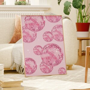 Pink Disco Ball Print: Retro Girly Room Decor (Digital Download) image 2
