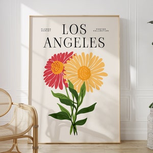 Flower Market Los Angeles Print, LA California Print, Flower Market California Wall Art Decor, Flower Market Poster, Floral Wall Art Prints