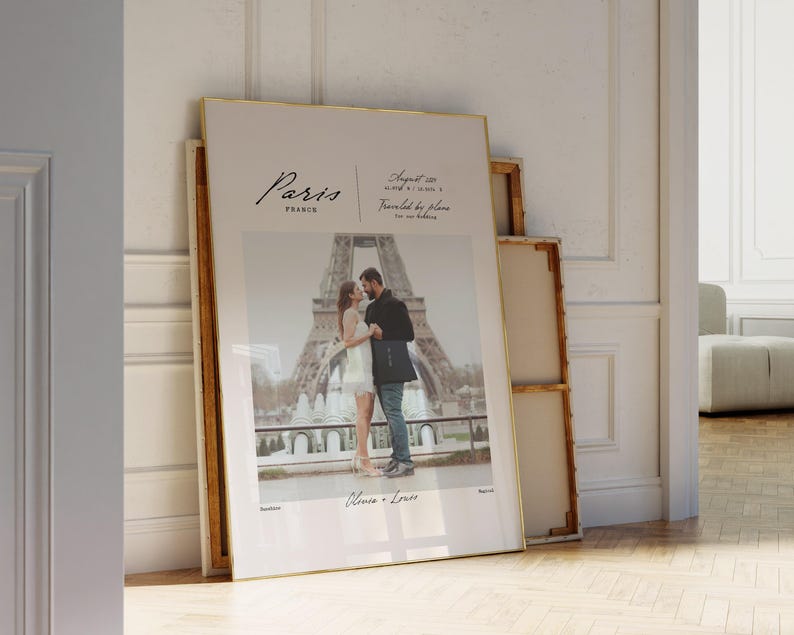Custom Trip Photo Couples Print, Personalized Wall Art, Travel Memories Poster, Vacation Keepsake image 7