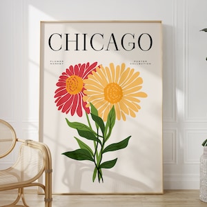 Stampa del mercato dei fiori di Chicago, stampa murale del mercato dei fiori, stampa dell'Illinois, decorazione da parete, poster del mercato dei fiori, stampe artistiche floreali da parete