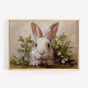 Vintage Easter Bunny Flower Print: Cottagecore Nursery Art (Digital Download)
