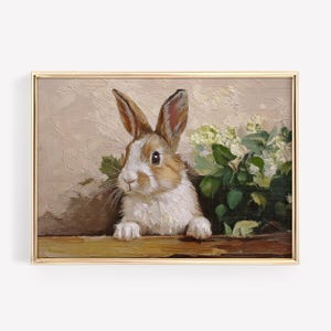 Bunny Rabbit Spring Floral Print: Vintage Cottagecore Decor (Digital Download)