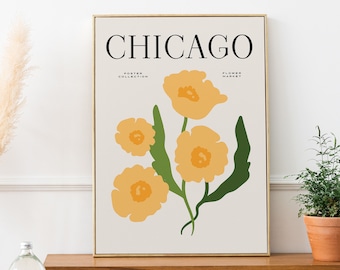 Flower Market Chicago Print, Illinois Flower Market Poster, Digital Wall Prints, Wall Print Sets, Printable Wall Art, Digital Download