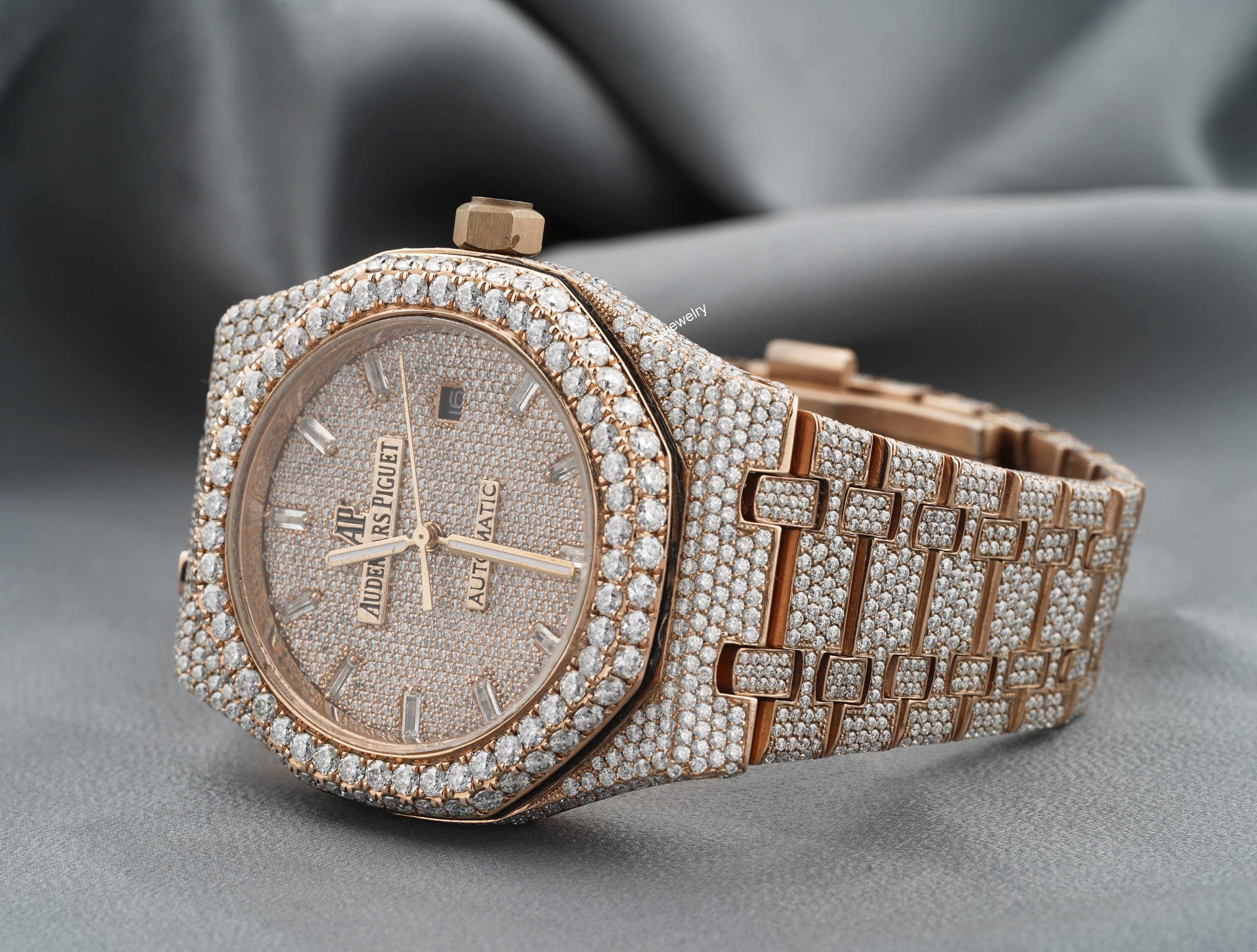 Diamond Men Watch Full Iced Out Gold Plated Moissanite - Etsy