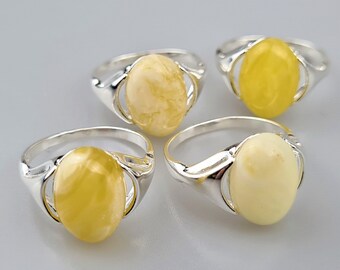 Handgefertigter Ring aus baltischem Bernstein: Sterlingsilber 925 und natürlicher Edelstein