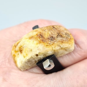 Raw Amber ring, Adjustable Unisex Rubber Ring, Natural Baltic Amber, Handmade Rare Amber Ring, Unique Amber Gift, Lithuanian Amber Jewelry