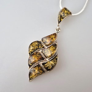 Green Amber Pendant, Handcrafted Classy Baltic Amber Cabochon, Silver and Amber Pendant, Pendant of Gemstone, Green Cameo, Lithuanian Gift