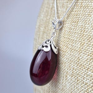 Handcrafted Cherry Amber Pendant: Sterling Silver 925 & Baltic Gemstone Jewelry