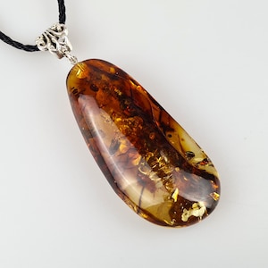 Cognac Amber Pendant, Handmade Rare Amber Jewelry, Big Brown Baltic Amber Cabochon, Amber Pendant, Pendant of Gemstone, Lithuanian Gift