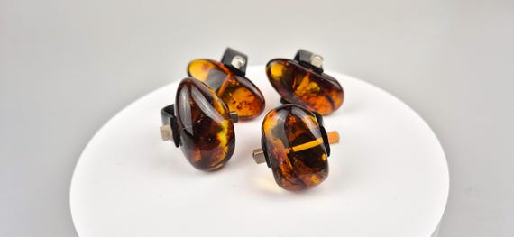 Raw Baltic Amber Ring: Adjustable Unisex Rubber Band