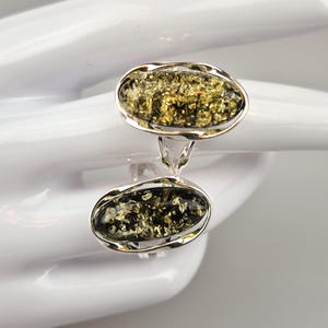Green Amber Ring, Classic Shape Ring, 925 Sterling Silver and Amber, Green Amber Ring, Organic Jewelry, Handcrafted Ring, Gift for a Mother