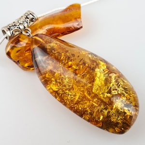Raw Brown Amber Pendant, Handmade Natural Baltic Amber Cabochon, Pendant of Green Amber, Rare Stone, Gemstone Pendant, Baltic Amber Jewelry