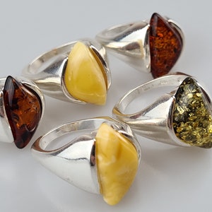 Baltic Amber Ring, Modern Ring, Real Amber Ring, Silver 925 and Amber Ring, Natural Amber Ring, Organic Ecologic Handcrafted Ring, Gift