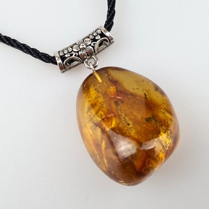 Amber Pendant with Insect, Handmade Rare Jewelry, Natural Baltic Amber Cabochon, Real Amber Pendant, Pendant of Gemstone, Lithuanian Jewelry