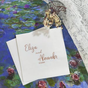 Tovaglioli personalizzati con testo / Tovaglioli per cocktail nuziali / Decorazioni per matrimoni minimaliste e moderne / Tovaglioli per ricevimenti nuziali / Bomboniere nuziali uniche