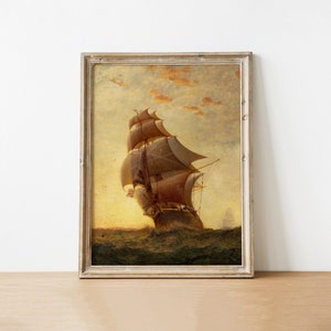 Ships at Sea | Printable Wall Art | Vintage Ship Painting | Sailboat Painting | Nautical Decor | Tall Ship Painting | DOWNLOAD #03_002