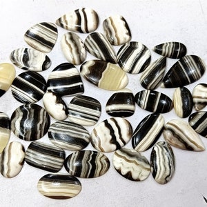 WELLENCHOICE Natural Zebra Calcite Loose Cabochon, Honey Zebra Calcite Gems, Loose Gemstone Mix Shape Calcite Wholesale Loose Stone Jewelry