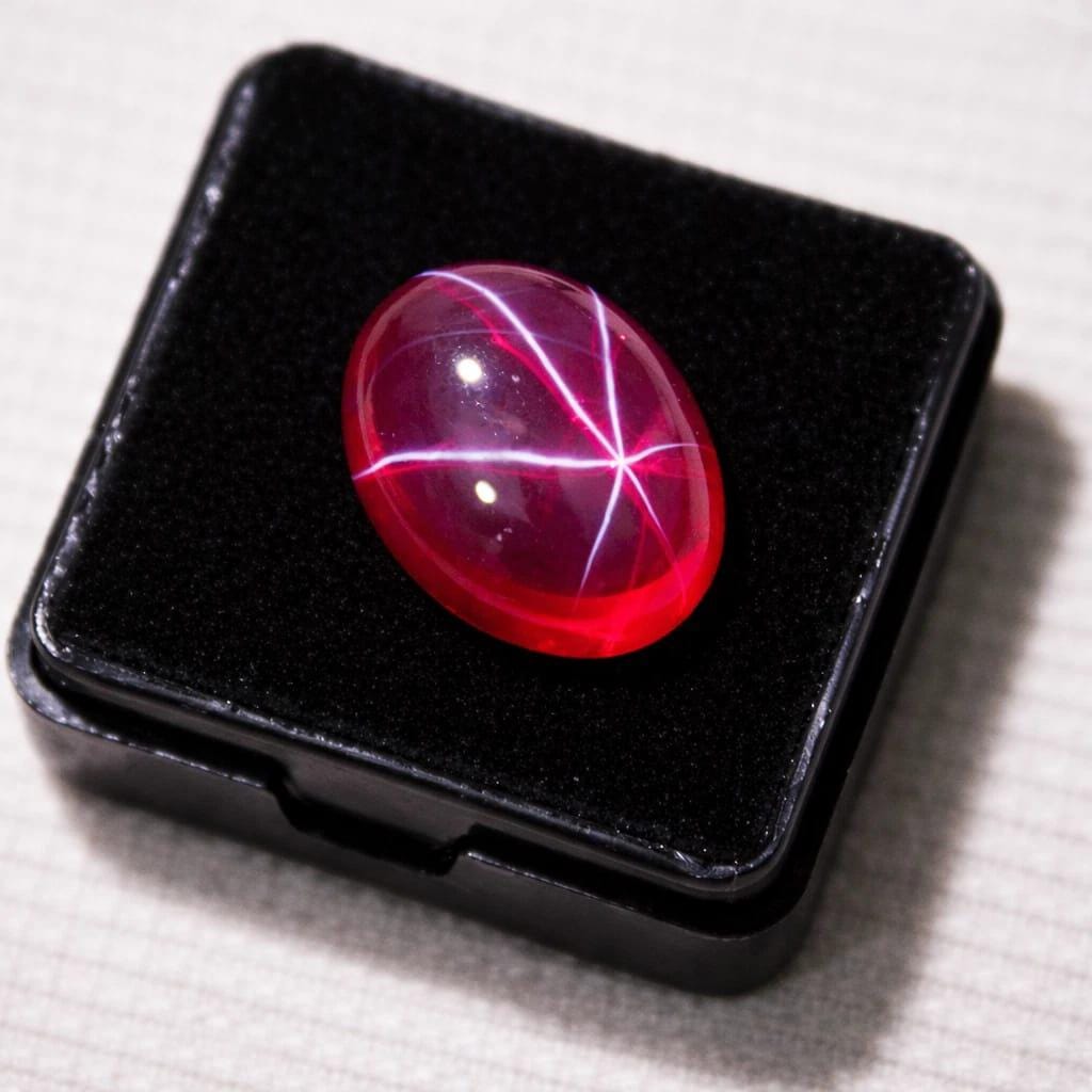 Sharp Rubygem A Magnificent Deep Crimson Star Ruby Gemstone Featuring a Sharp and ...