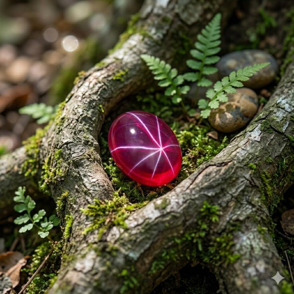 Sharp Sided Ruby A Magnificent Deep Crimson Star Ruby Gemstone Featuring a Sharp and ...