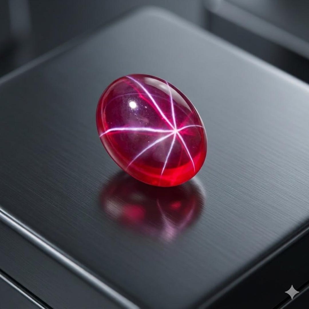 A Magnificent Deep Crimson Star Ruby Gemstone Featuring a Sharp and ...