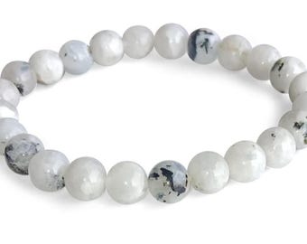 Original Rainbow moonstone Bracelets For men and women, Genuine Crystal Stone Beads Bracelet 8mm.
