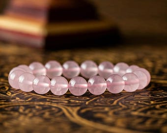 Bracciale in autentico quarzo rosa - Gioiello elastico