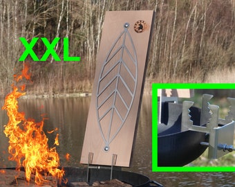 Neu Flammlachsbrett Set VILJA XXL Mega mit Bretthalter KROKO bis 45mm für Feuerschale oder Grill