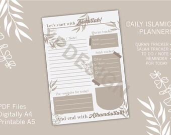 Islamic daily planner | Reminder | Customisable | Daily Tracker | Islamic stationery planner