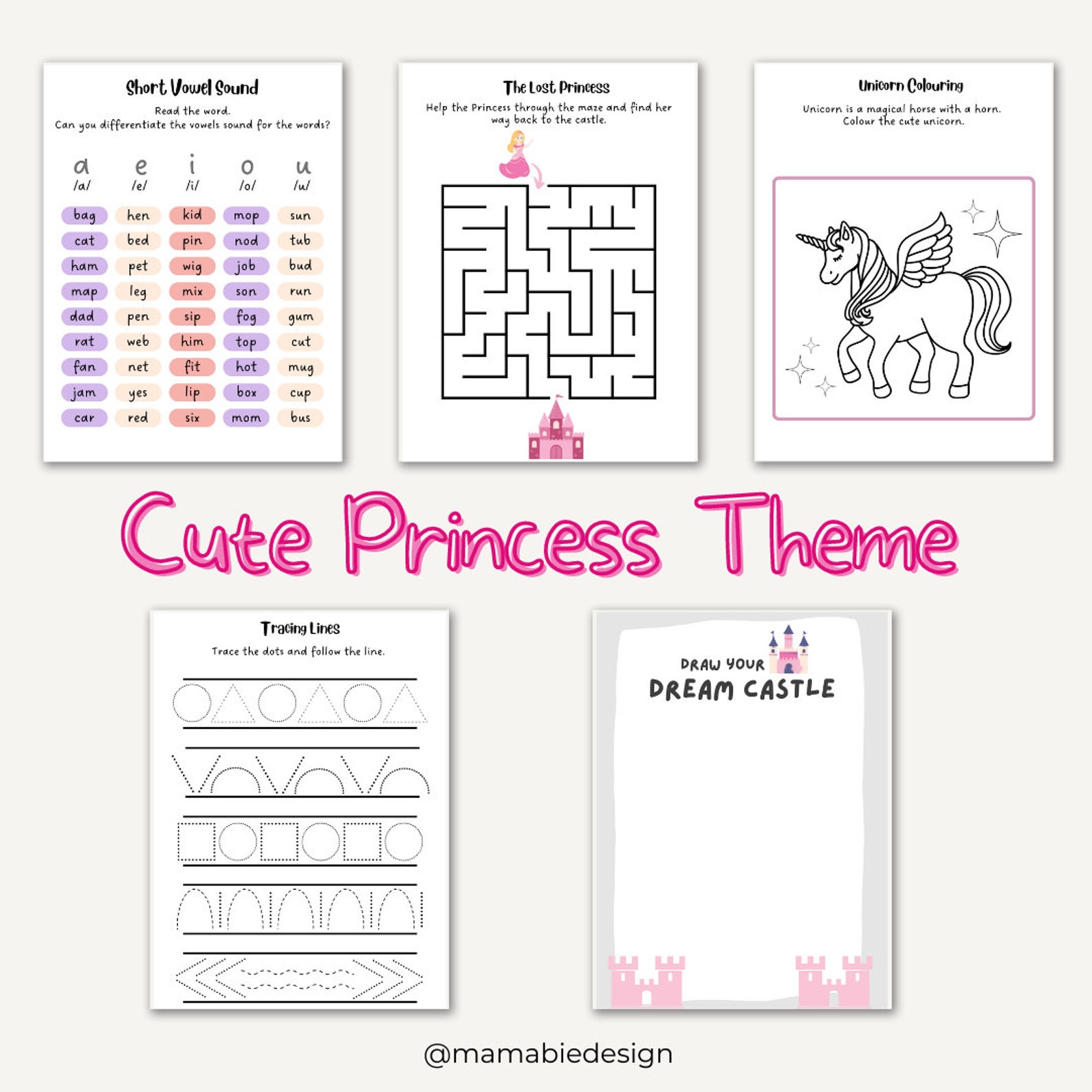 Princess Pattern Counting Preschool Pre-k + Kindergarten Learning Bundle Princess Theme | 35 ...