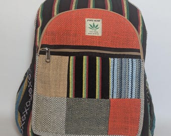 Himalayan Hemp Patchwork Backpack | Vegan Boho Laptop Rucksack