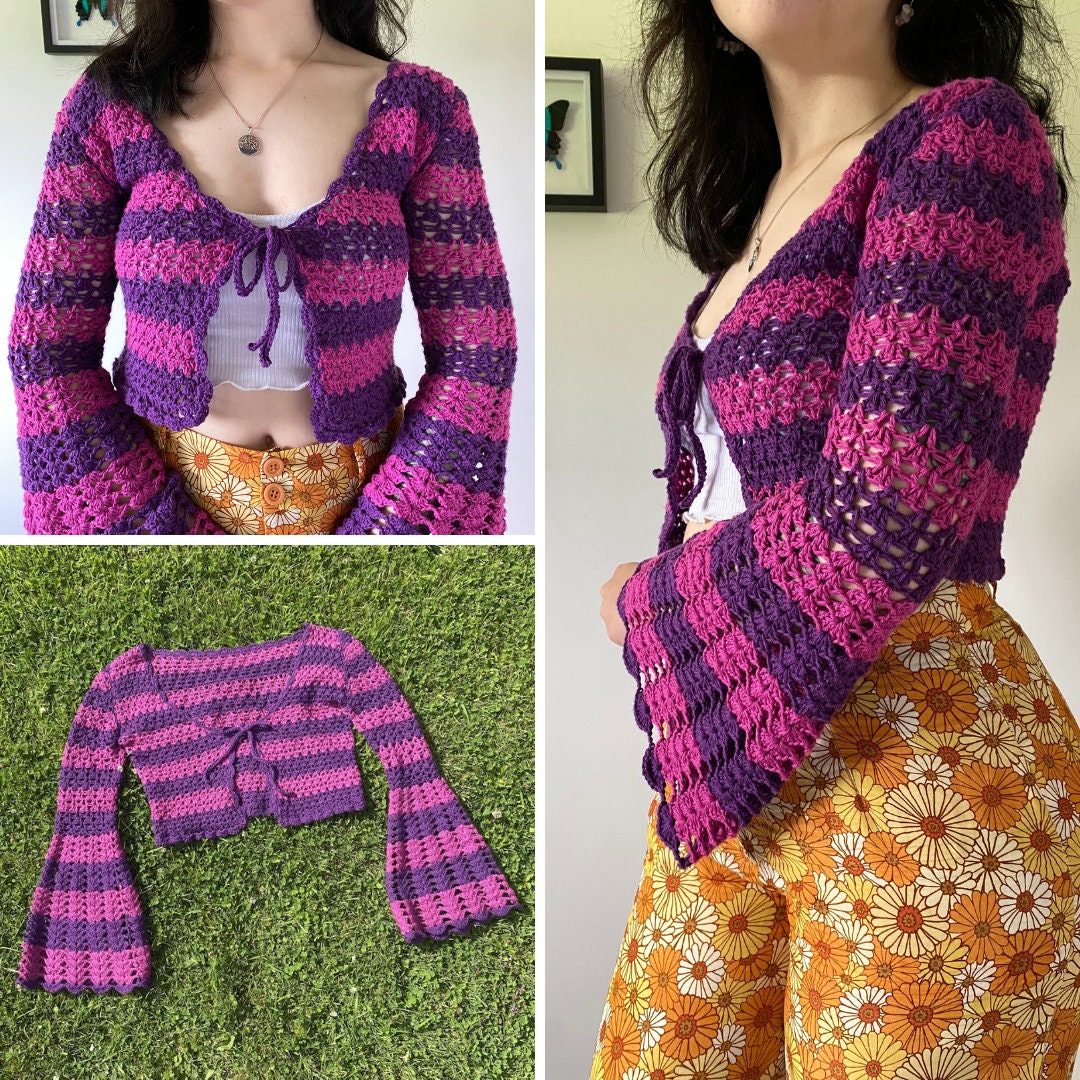 カーディガン ASCLO Clover Crochet Short Sleeve Cardigan (2color) Vivid Dreams Short Sleeve Crochet Cardigan - Multi Color