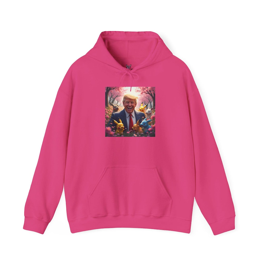 Donald Trump Pokemon Hoodie Gildan 18500 Hoody | Unisex Cartoon Sweater Floral Hoodie Cute | Flower Hoodie Anime Sweatshirt Bespoketshirt Collections