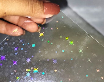 Star Holographic Transparent Self Adhesive Overlay Film A4 Sheet - Vinyl Holographic Sticker