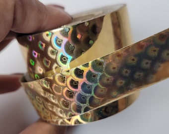 Golden Holographic Rainbow Peacock Design Decorative Reflective Washi Tape 3/4" x 40 Feet