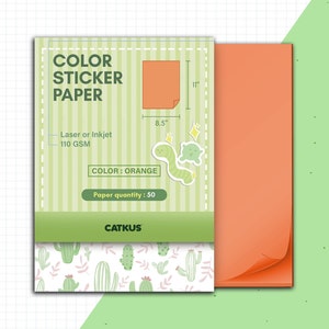 オレンジステッカー用紙 レーザーインクジェット印刷可能 粘着性 A4 - ステッカーとラベル用の蛍光/ネオンシート