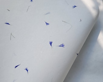 20" x 30" Blue Flower Petal Handmade White Color Paper Card Stock - A1 Himalayan Handmade Paper
