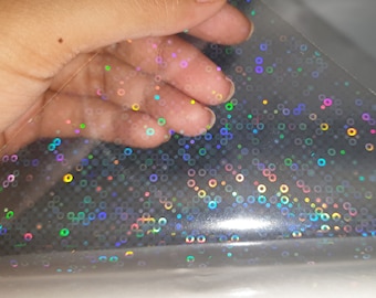 Rings Holographic Transparent Self Adhesive Overlay Film A4 Sheet - Vinyl Holographic Sticker