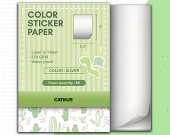 Silver Self Adhesive Vinyl Sticker Paper - Silver sticker/Adhesive Sheets/Waterproof Paper/A4
