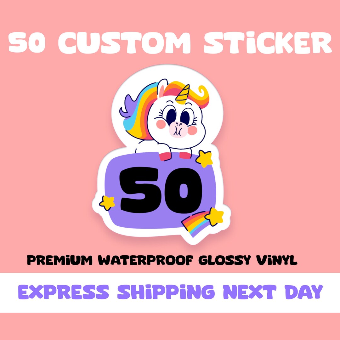 50 Custom Die Cut Glossy Vinyl Stickers Pack Print and Cut Your Design