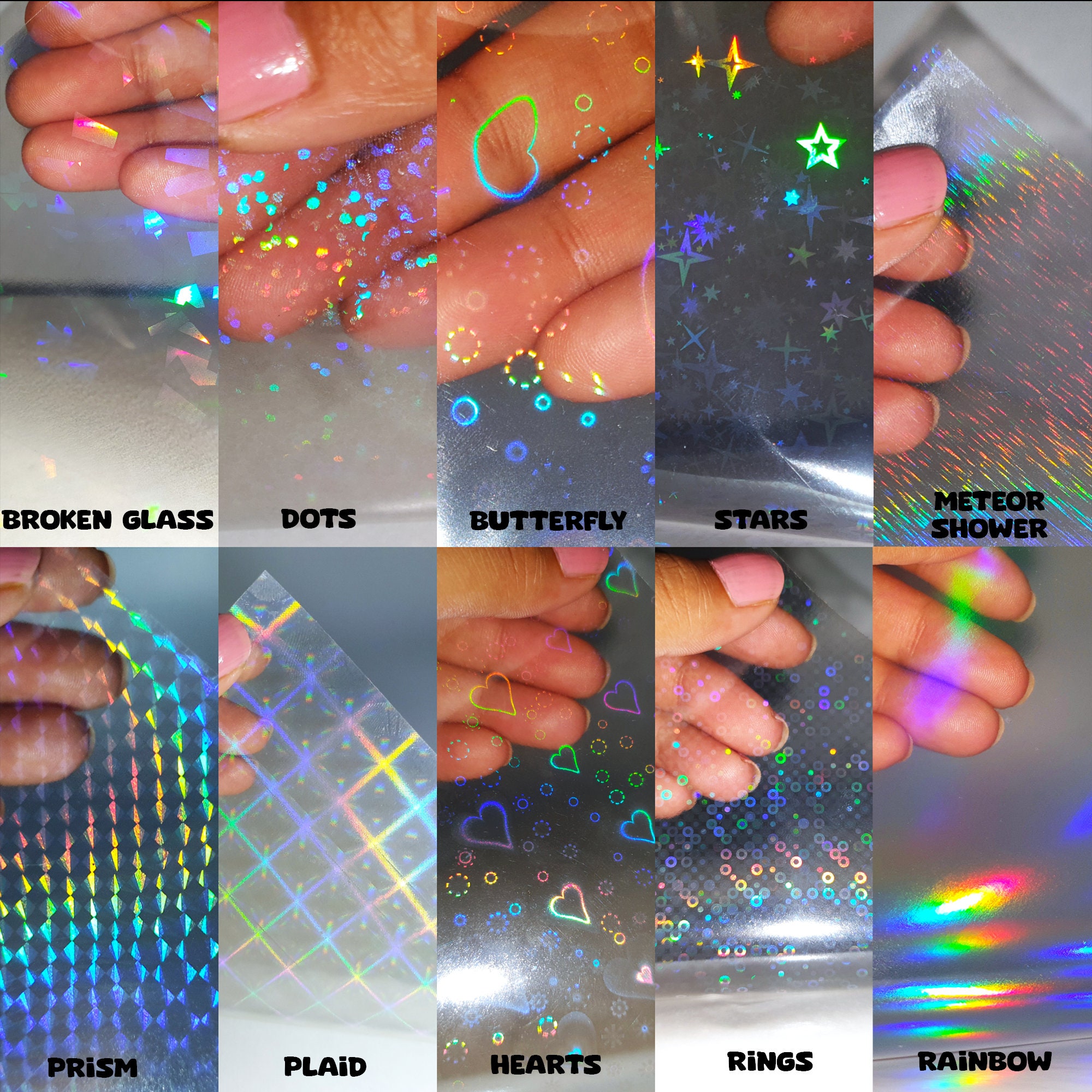 25 PCS Clear Holographic Sticker Paper Rainbow Holographic Overlay Cold  Laminate Sheets Holographic Paper