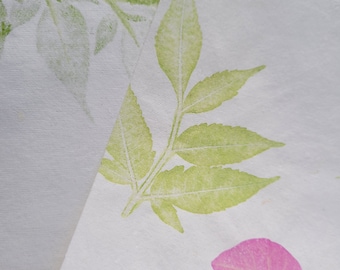 20" x 30" Big Green leaf pink flower printable Handmade White Color Paper Card Stock