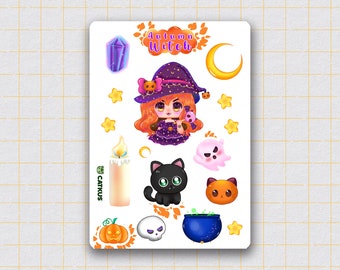 Halloween Sticker Sheet - Spooky stickers, scary stickers, Journaling Stickers, Scrapbook Sticker, Fall Sticker, Seasonal stickers, Autumn 2