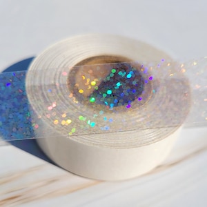 Taśma dekoracyjna odblaskowa Squint Dots Holograficzna przezroczysta Washi 3/4" x 40 stóp