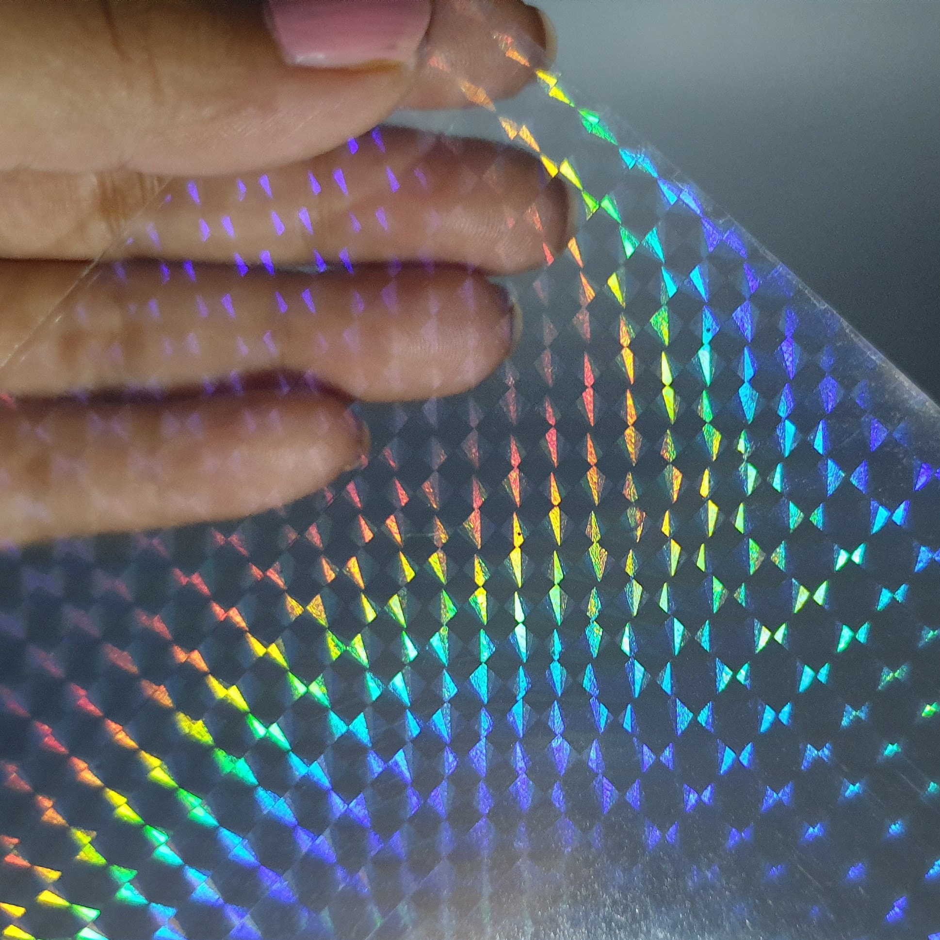 50-Pack A4 Size Transparent Holographic Vinyl Sheets | Self-Adhesive Laminate Film For Stickers, Crafts, Badges (Type 1)